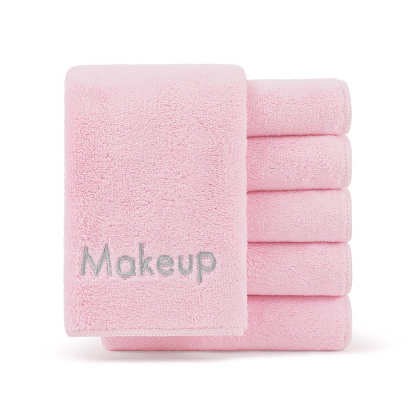 Arkwright, LLC Arkwright Makeup Towels - Pack of 6 - Ultra Soft & Gentle Microfiber Coral Fleece Washcloth Face Make Up Remover, Reusuable Eraser Cloth Essentials for Hosts & Artists, 13 x 13 in, Pink - Image 1